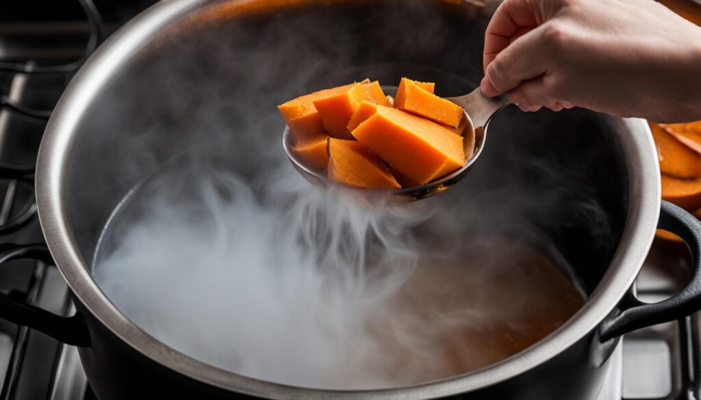 Boiling sweet potatoes for pie