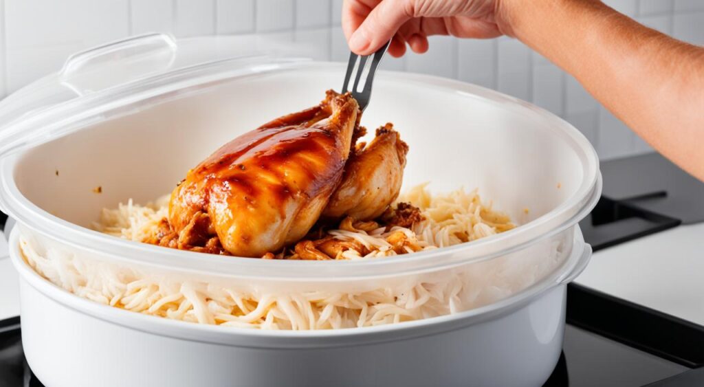 How do you reheat pulled BBQ chicken?