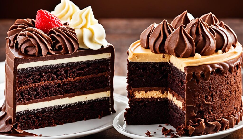 chocolate cake and fudge cake