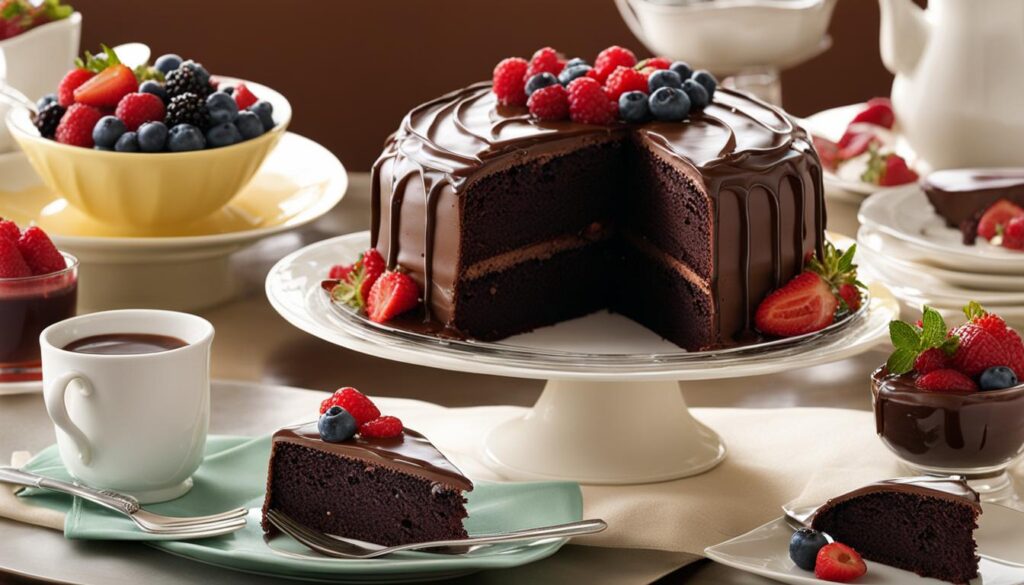 chocolate cake presentation