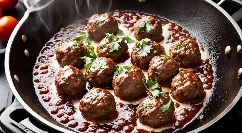 cooking meatballs