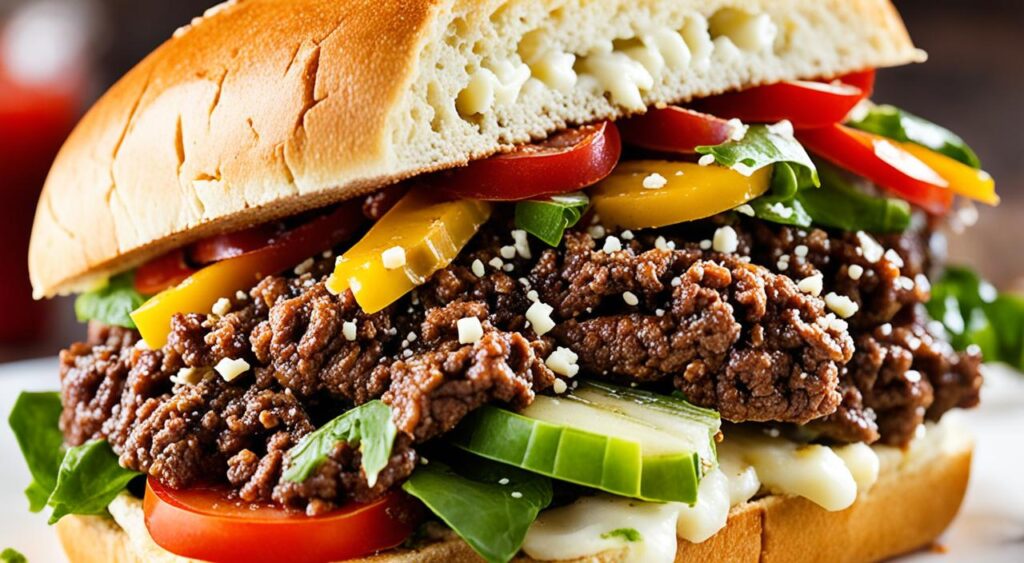 ground beef sandwich