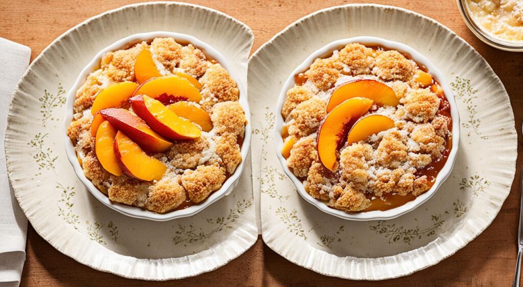 peach crisp and peach cobbler desserts