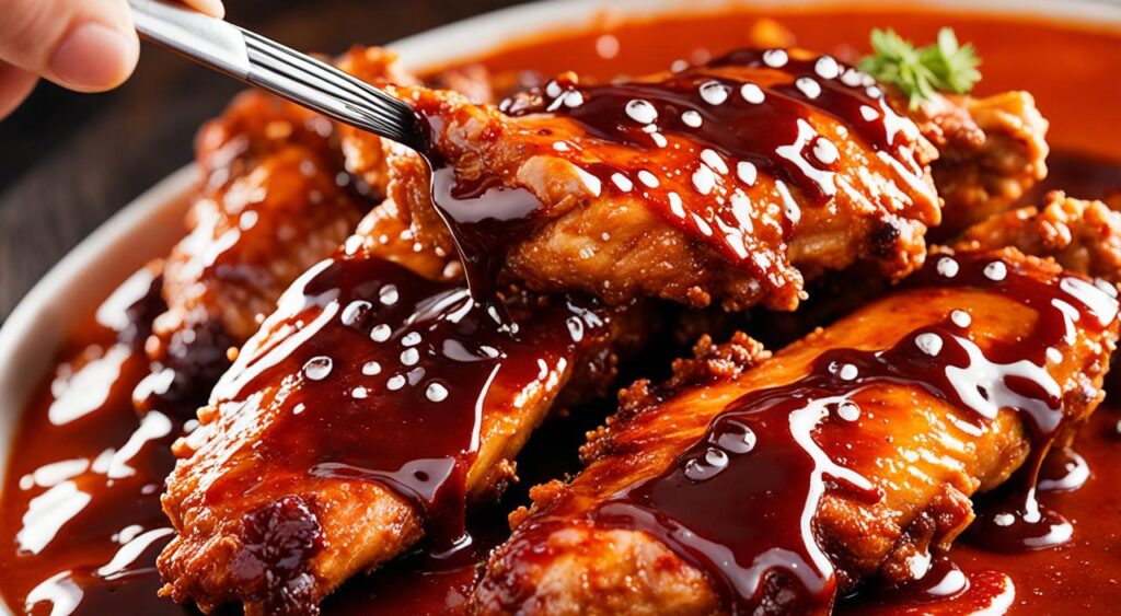 tricks for making BBQ sauce stick to chicken wings